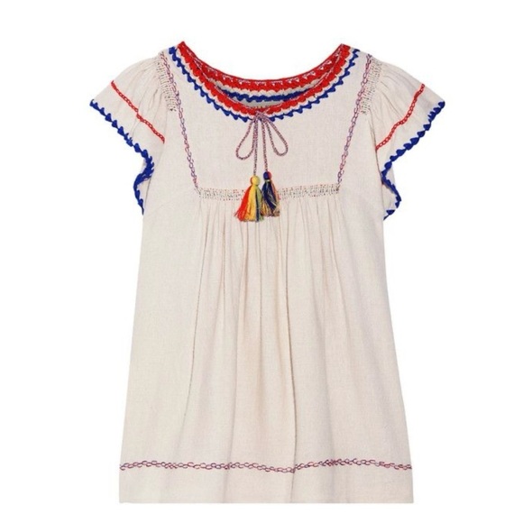 Ulla Johnson Katya Crochet-trimmed Embroidered Silk-noil Blouse In Natural NWT - Picture 6 of 8